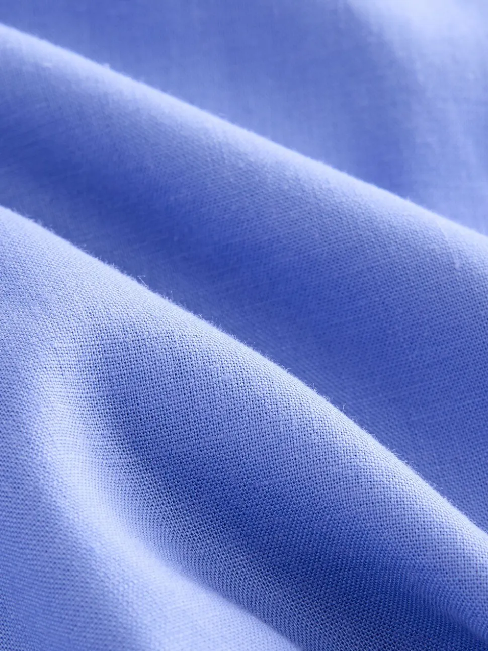Blue Pull On Wide Leg Trousers With Linen