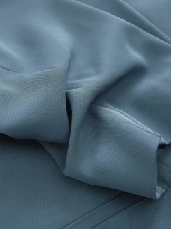 Blue Relaxed Ruched Sleeve Blazer