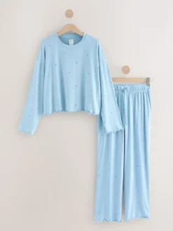 Blue Star Heart Soft Long Sleeve Pyjamas