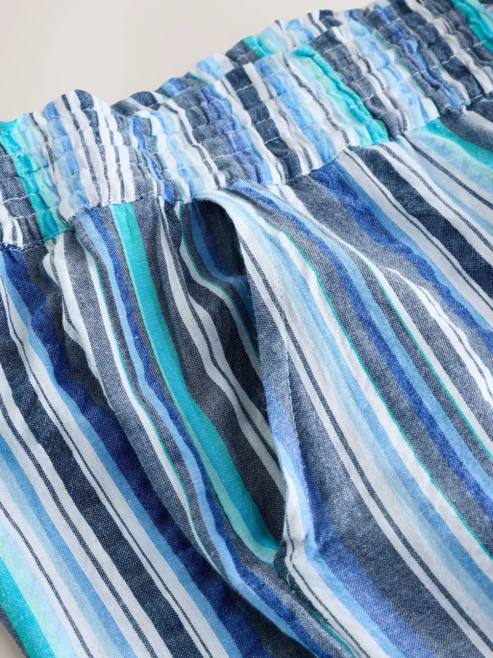 Blue Stripe Pull On Wide Leg Trousers