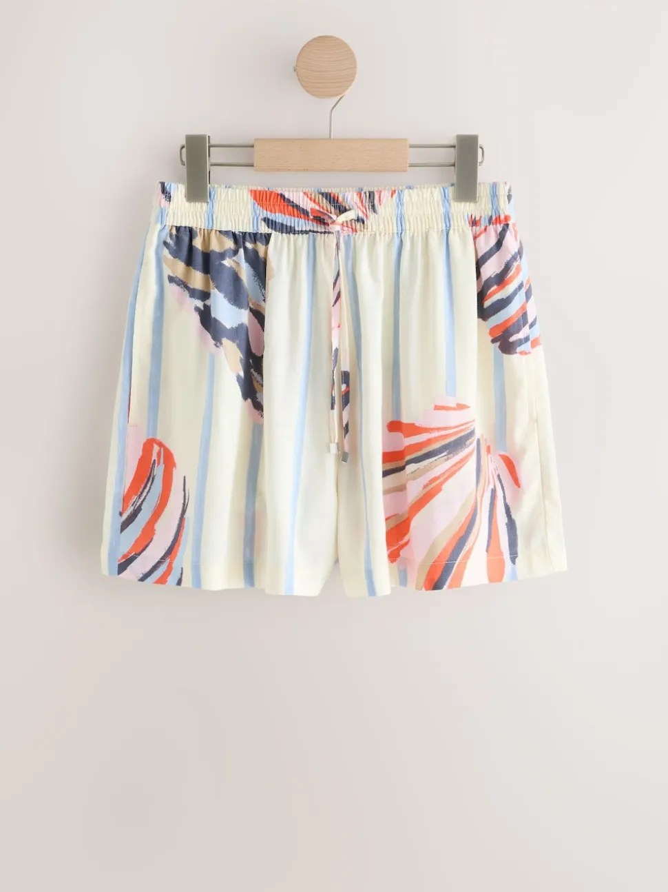 Blue/Ecru Shorts with Linen