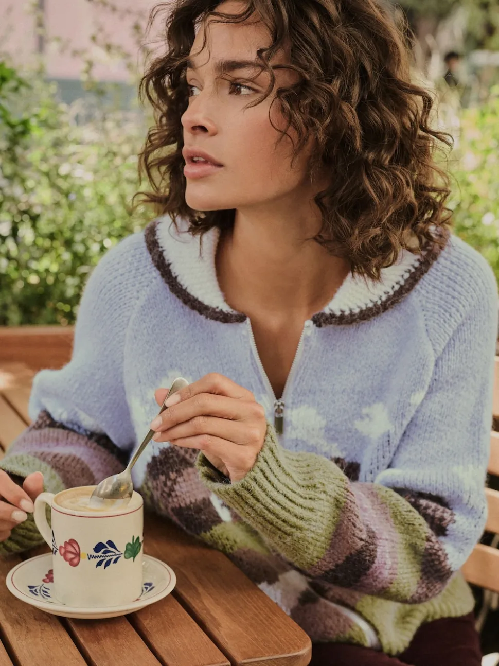 Blue/Green Landscape Scene Zip Cardigan
