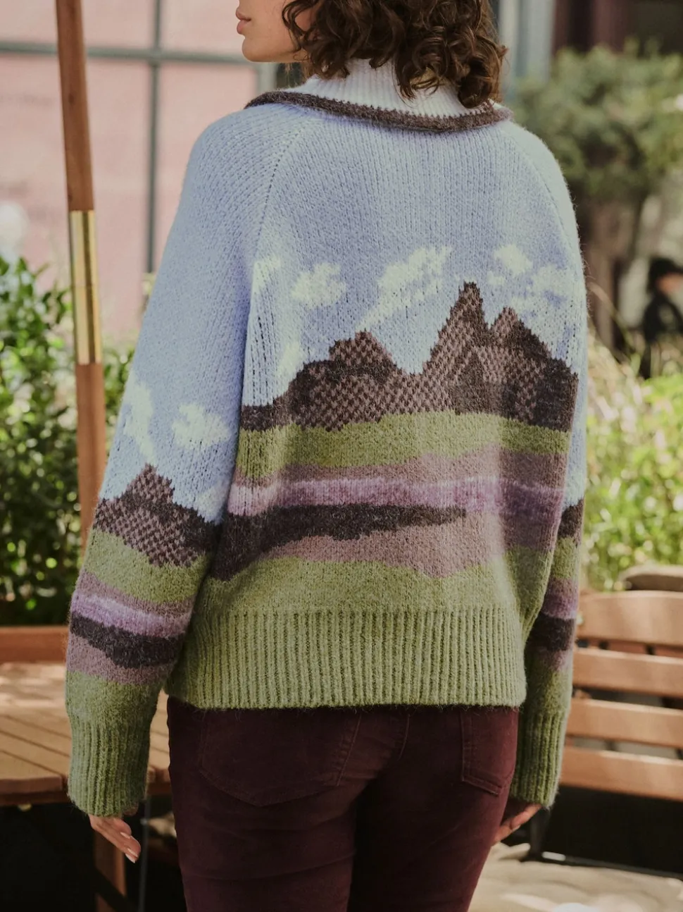Blue/Green Landscape Scene Zip Cardigan