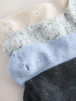 Blue/Grey Neppy Cushion Sole Socks 4 Pack