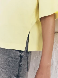 Blue/Lemon Yellow/Neutral Elbow Length Crew Neck 100% Cotton T-Shirts 3 Pack