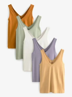 Blue/Mauve/Pastel Green Slouch Vests 5 Pack