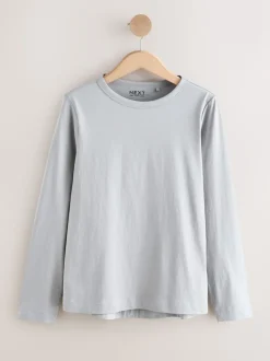Blue/Navy/Cream/Grey Long Sleeve Crew Neck T-Shirts 5 Pack