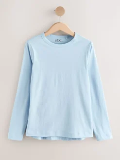 Blue/Navy/Cream/Grey Long Sleeve Crew Neck T-Shirts 5 Pack