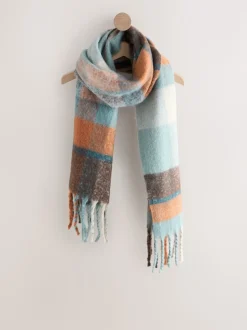 Blue/Orange Heavyweight Brushed Blanket Scarf