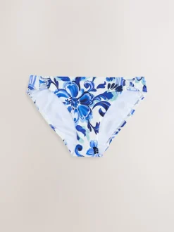 Blue/White Flora High Leg Bikini Bottoms