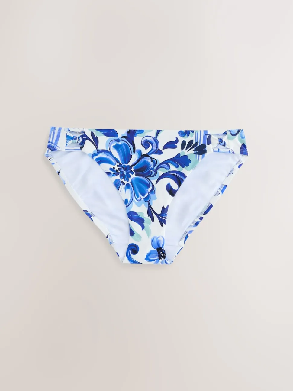 Blue/White Flora High Leg Bikini Bottoms