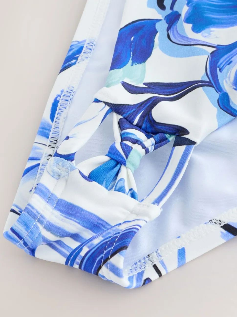 Blue/White Flora High Leg Bikini Bottoms