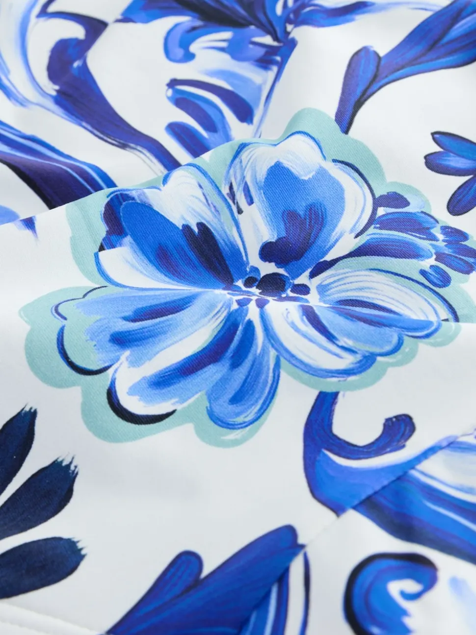 Blue/White Flora High Leg Bikini Bottoms