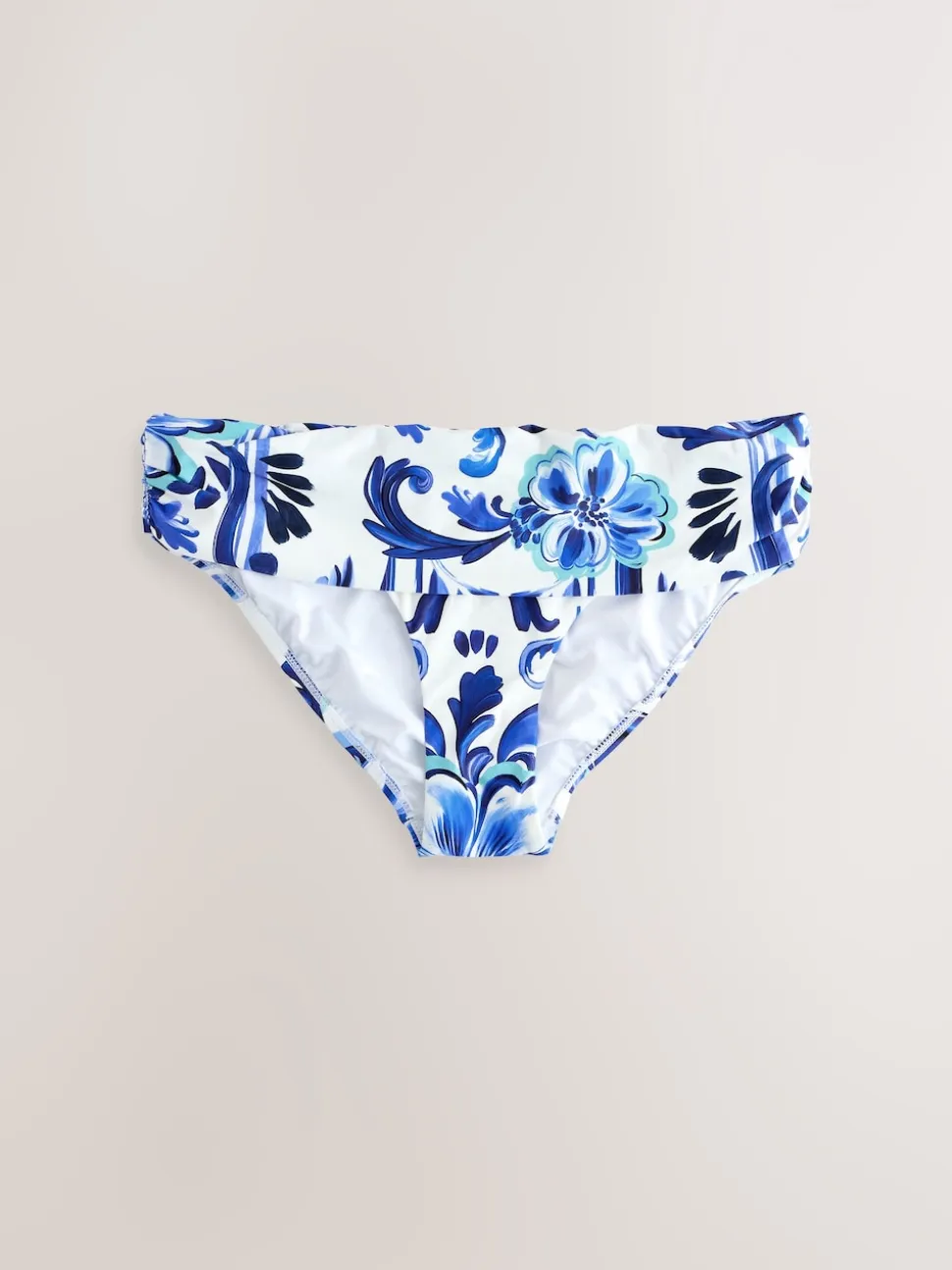Blue/White Flora Roll Top Bikini Bottoms