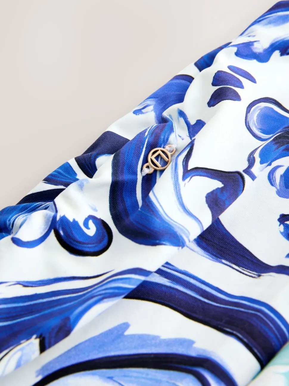Blue/White Flora Roll Top Bikini Bottoms