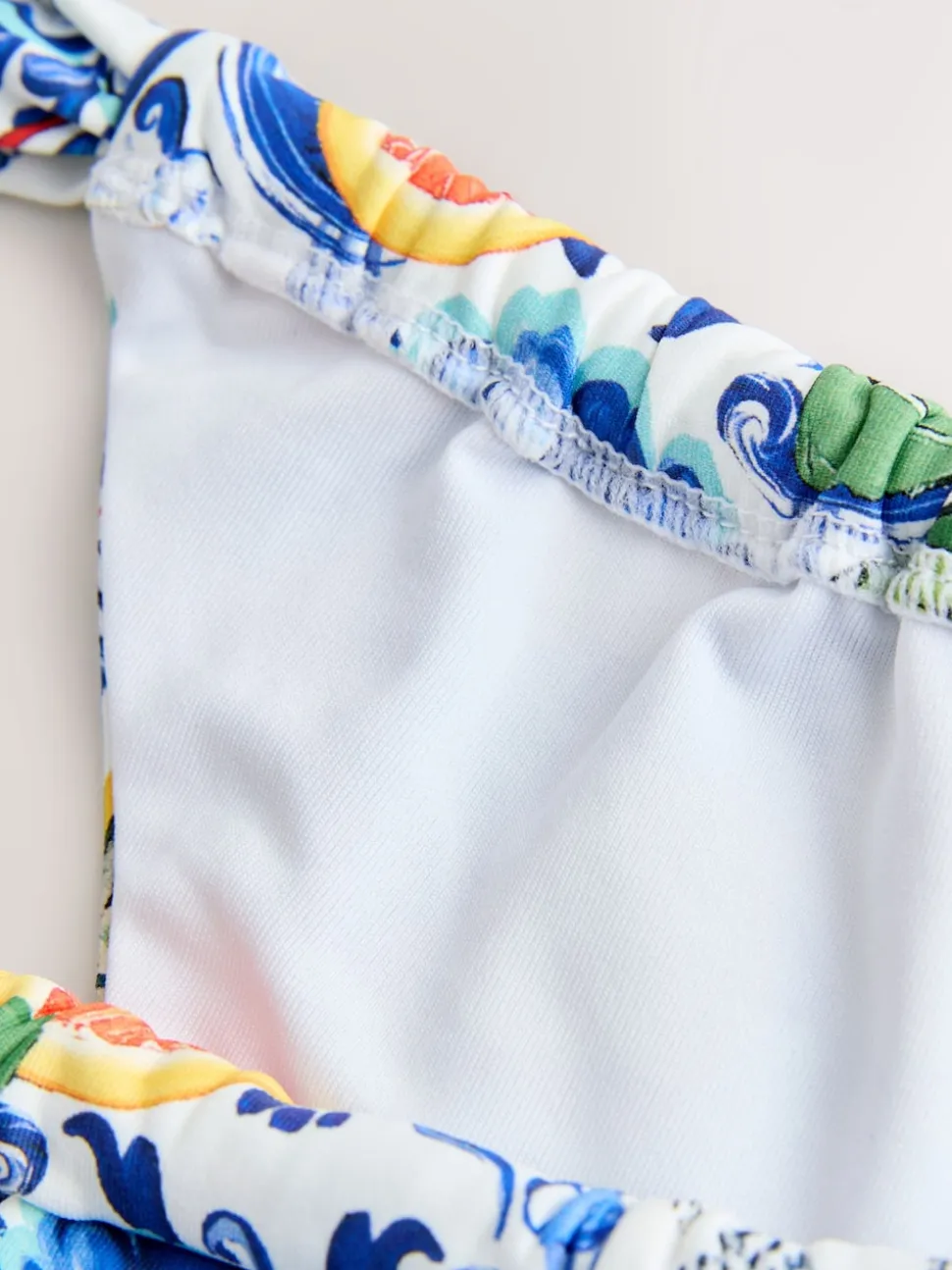 Blue/White Porcelain Sardine Print Tanga Bikini Bottoms