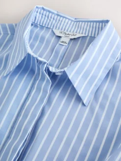 Blue/White Stripe Fitted Stretch Essential Long Sleeve Shirt