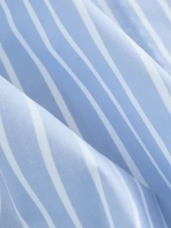 Blue/White Stripe Fitted Stretch Essential Long Sleeve Shirt