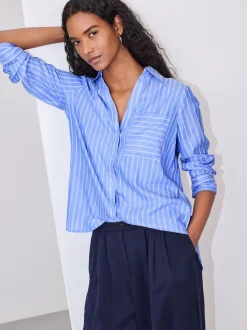 Blue/White Stripe Soft Relaxed Long Sleeve Shirt