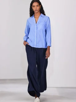 Blue/White Stripe Soft Relaxed Long Sleeve Shirt