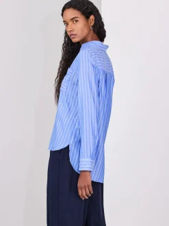 Blue/White Stripe Soft Relaxed Long Sleeve Shirt