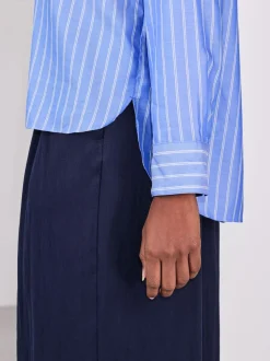 Blue/White Stripe Soft Relaxed Long Sleeve Shirt