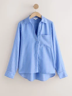 Blue/White Stripe Soft Relaxed Long Sleeve Shirt