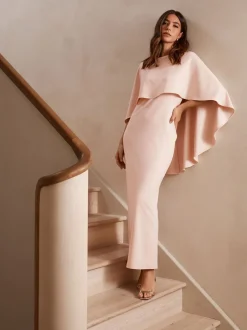 Blush Pink Cape Maxi Dress