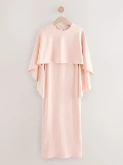 Blush Pink Cape Maxi Dress