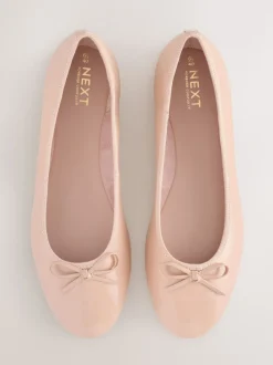 Blush Pink Patent Extra Wide Fit Round Toe Ballerina Shoes