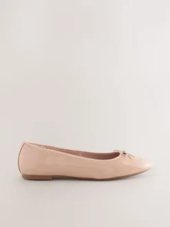 Blush Pink Patent Extra Wide Fit Round Toe Ballerina Shoes