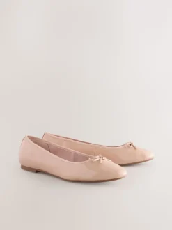Blush Pink Patent Extra Wide Fit Round Toe Ballerina Shoes