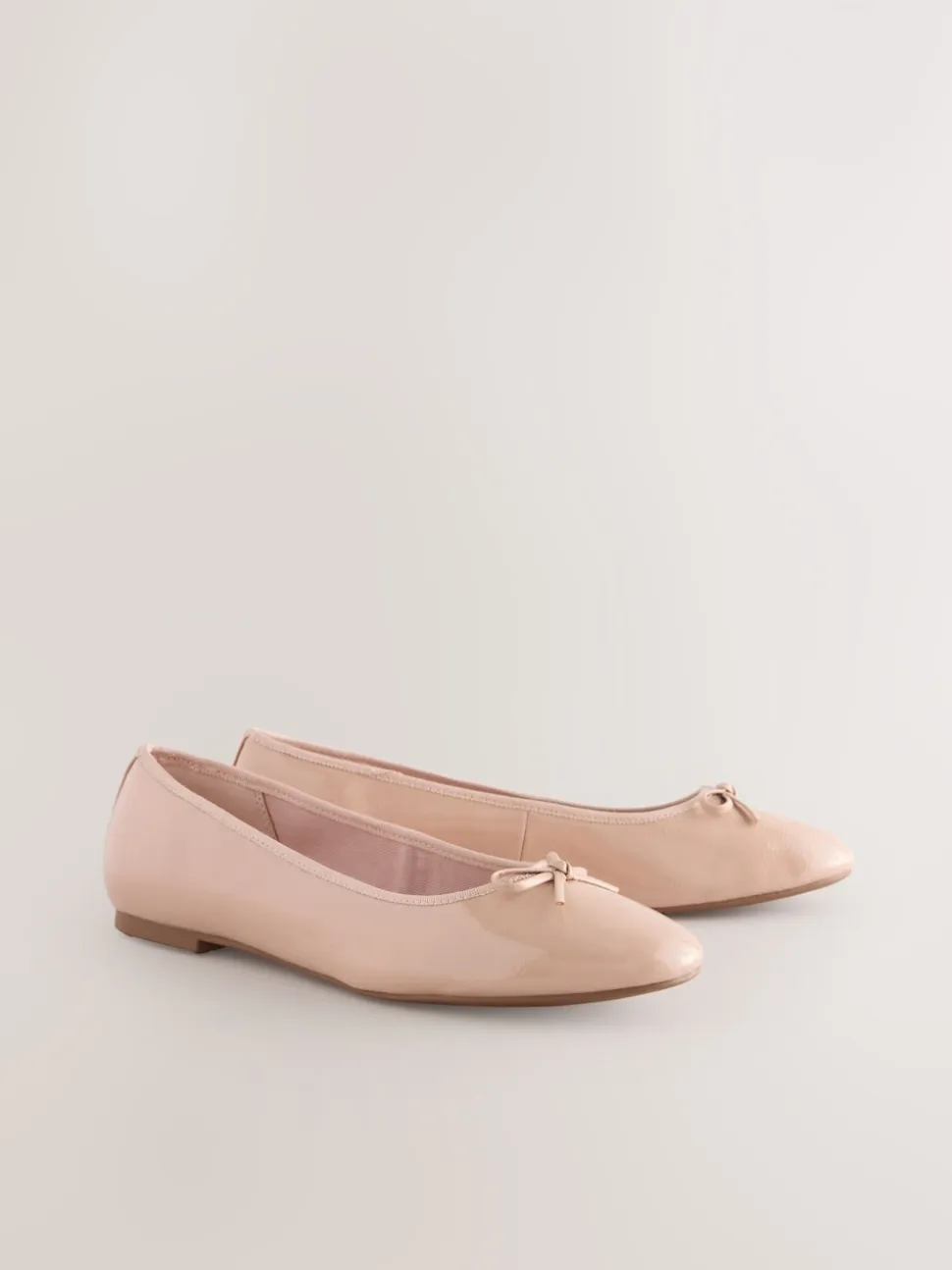 Blush Pink Patent Extra Wide Fit Round Toe Ballerina Shoes