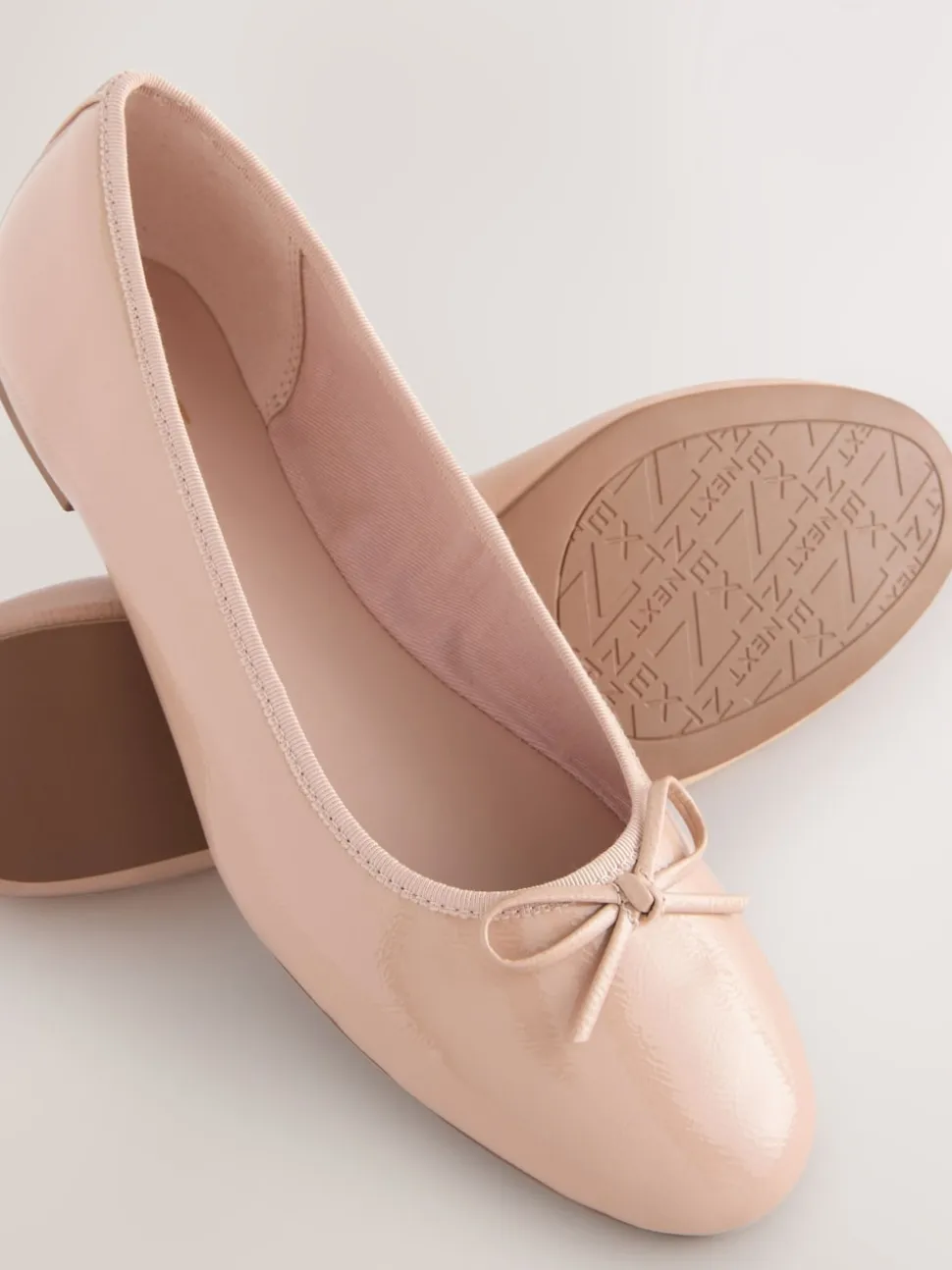 Blush Pink Patent Extra Wide Fit Round Toe Ballerina Shoes