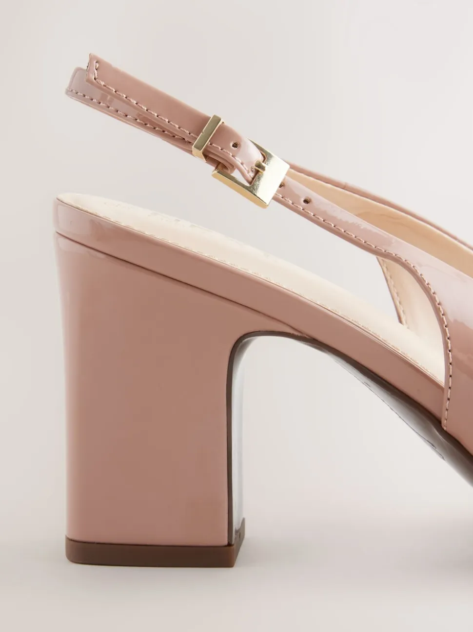 Blush Pink Standard/Wide Fit Hardware Slingback Block Heels