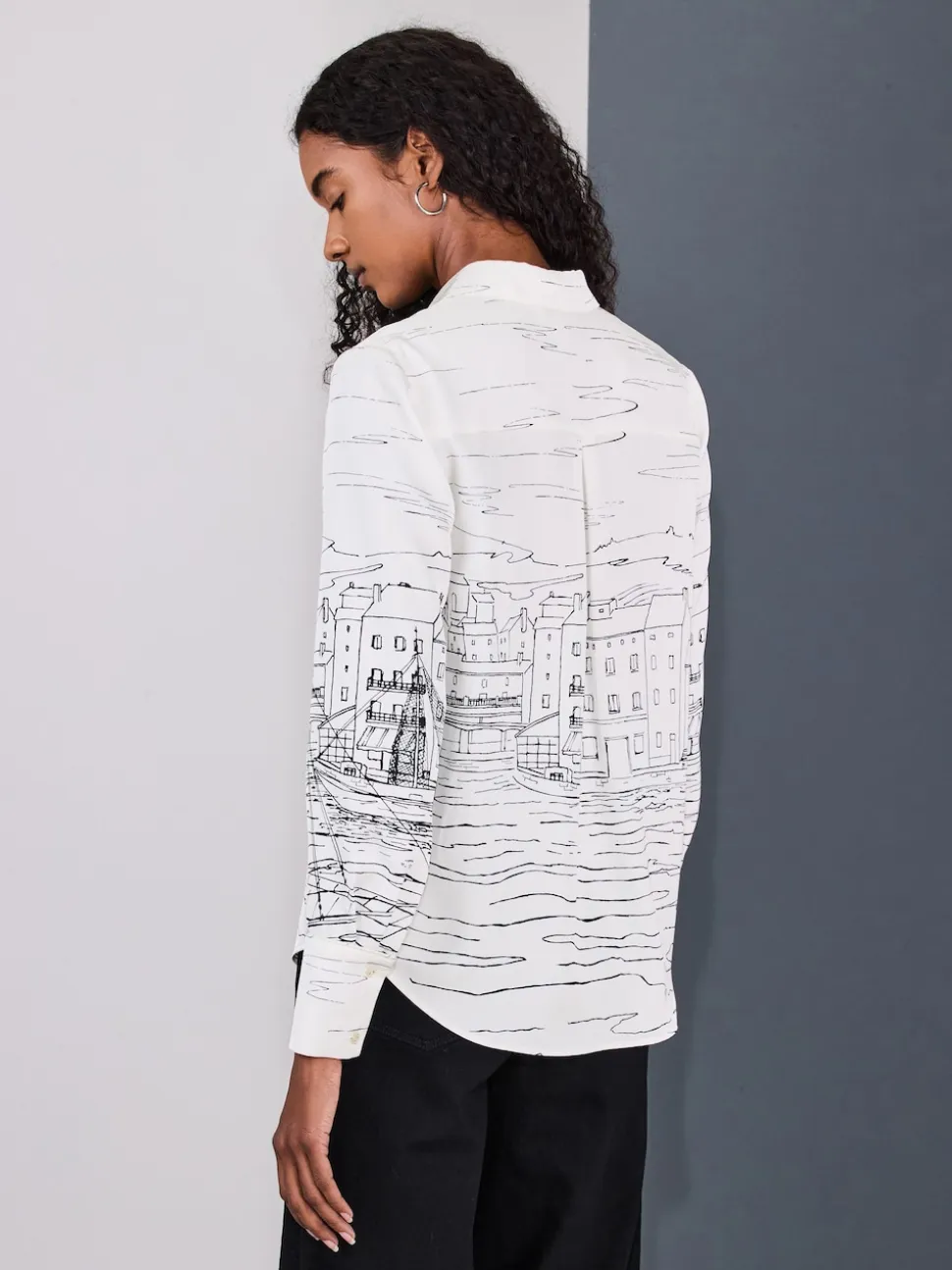 Boat Print Long Sleeve Shirt