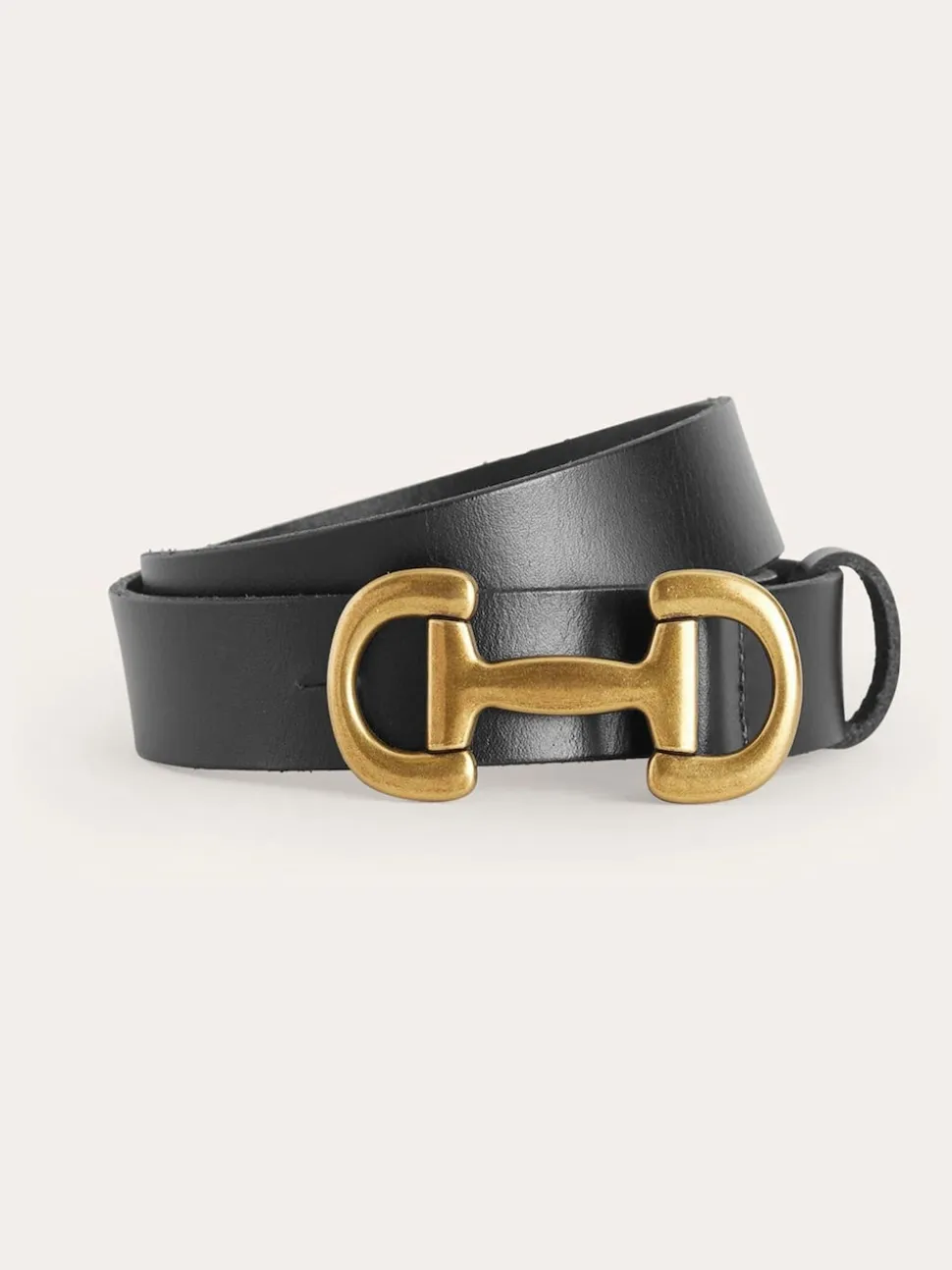 Boden Black Snaffle-Trim Leather Belt