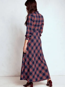 Boden Blue Cassie Check Tea Dress