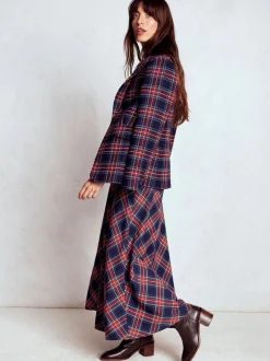 Boden Blue Cassie Check Tea Dress