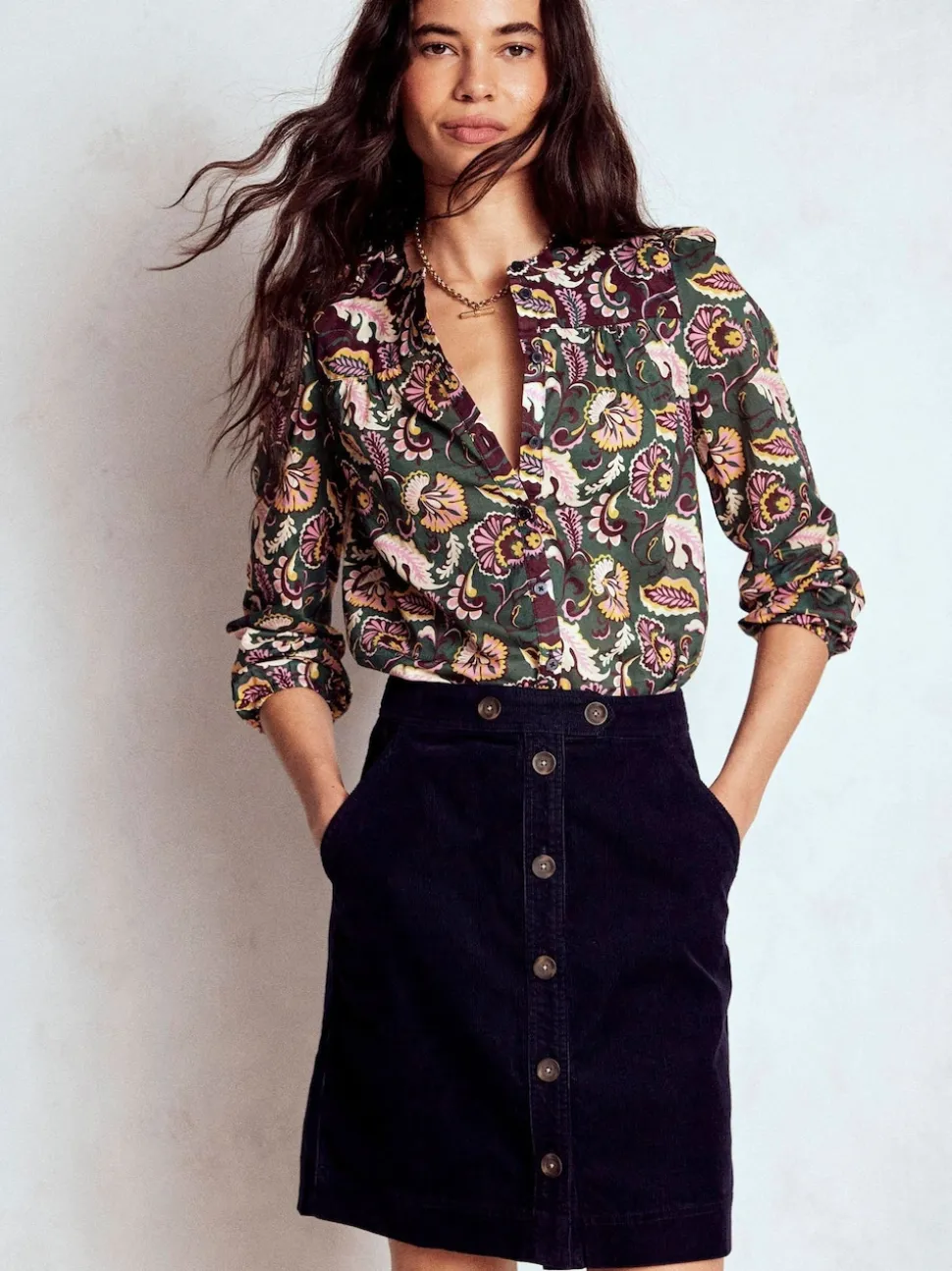 Boden Blue Cecelia Cord Skirt