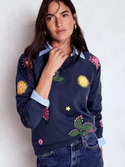 Boden Blue Rosa Embroidered Sweatshirt