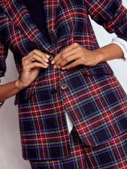 Boden Blue Stamford Wool-Blend Check Blazer