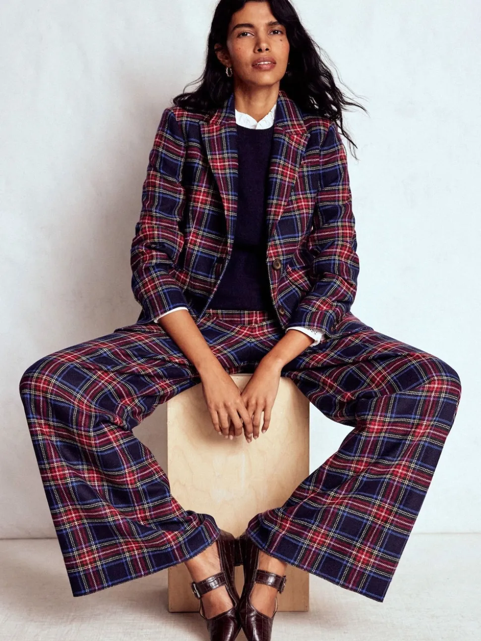 Boden Blue Stamford Wool-Blend Check Blazer