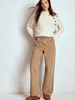Boden Brown Full Length Barrel Leg Jeans