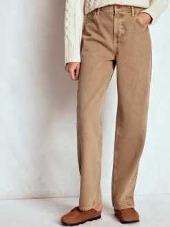 Boden Brown Full Length Barrel Leg Jeans