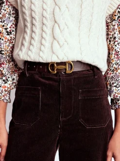 Boden Brown Iris Snaffle-trim Leather Belt