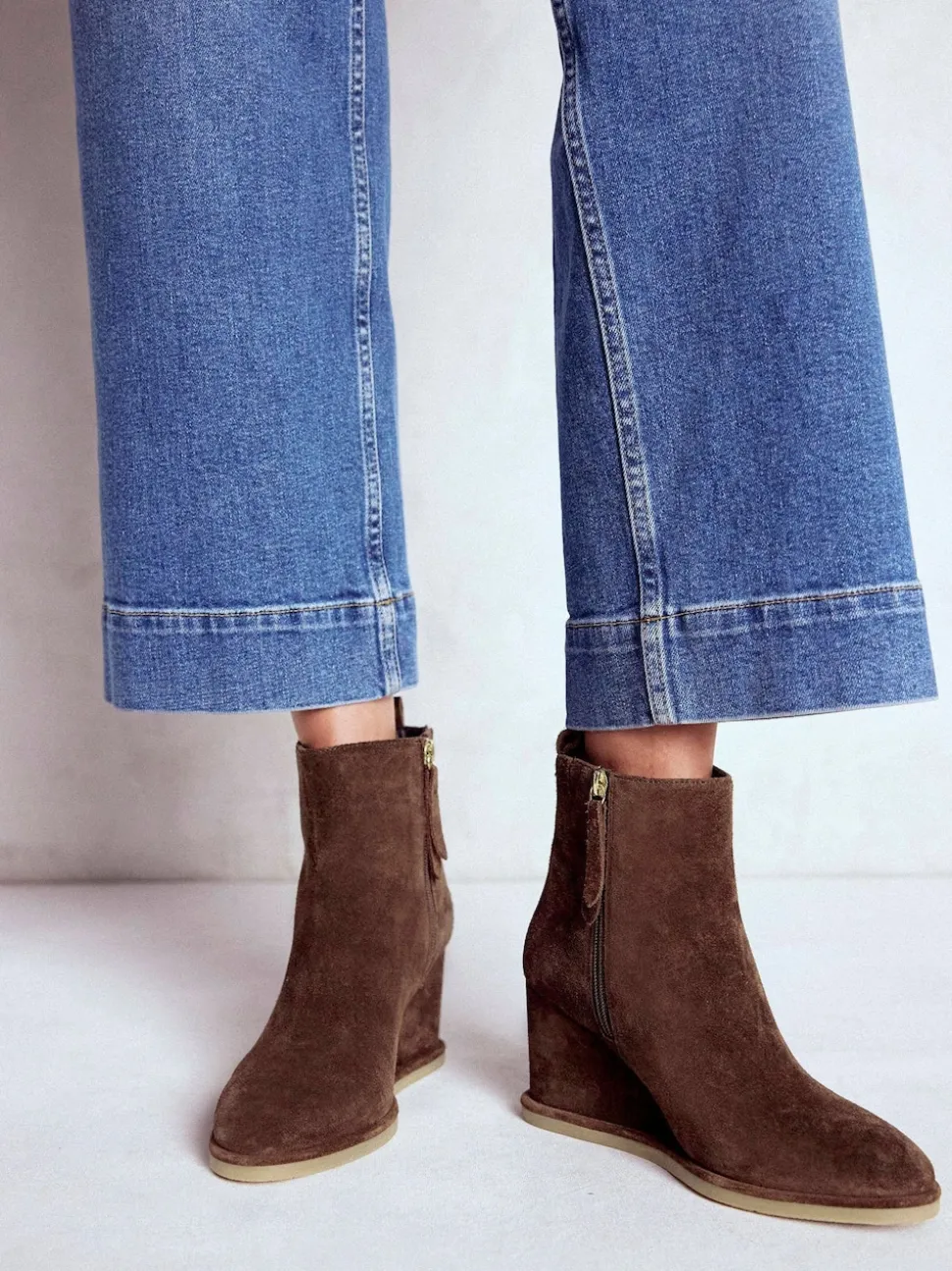 Boden Brown Smart Wedge Boots