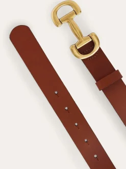 Boden Brown Snaffle-Trim Leather Belt