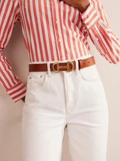 Boden Brown Snaffle-Trim Leather Belt