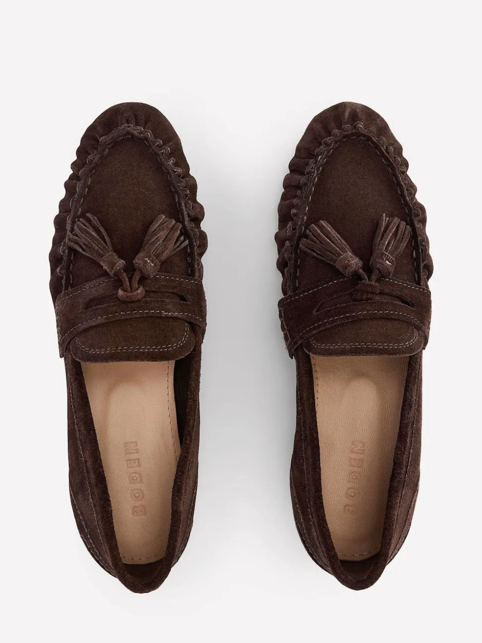 Boden Brown Soft Ruched Loafers